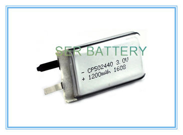 CP502440 Düz Lityum Polimer Pil , 3.0V Lityum İyon Düz Hücre Şekli Özelleştirilmiş