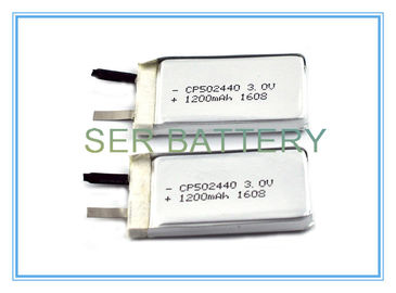 CP502440 Düz Lityum Polimer Pil , 3.0V Lityum İyon Düz Hücre Şekli Özelleştirilmiş