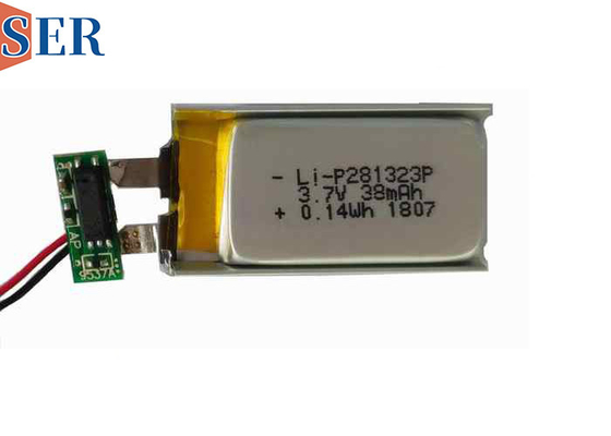 LP281323 kablosuz kulaklık için FPC kablosu ile 3.7v 38mAh şarj edilebilir lityum polimer pil