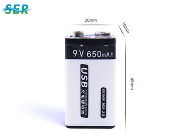 Metre / Yangın Alarmı için Yüksek Kapasiteli 9V Lityum Pil Paketi 650mAh Şarj Edilebilir