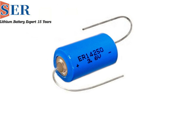 Güvenlik 3.6V lityum birincil pil 1/2AA boyutu 600mah ER14250S 3.6 Volt Yüksek Sıcaklık 150 Lisocl2 pil uzun ömür